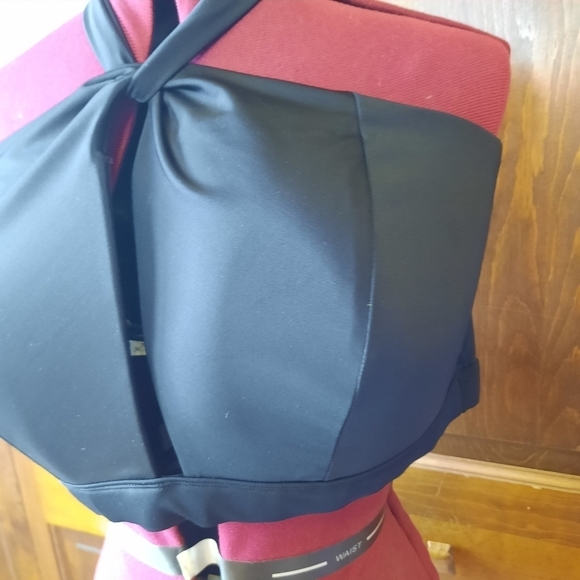 NWOT Cacique Swim Lightly Lined No-wire black halter bikini top size 24 - Picture 5 of 11